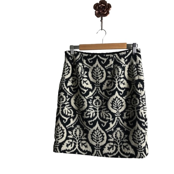 J. McLaughlin Black White 100% Wool Lined Pencil Skirt Size‎ 2 - Picture 1 of 6